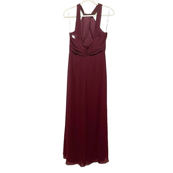 Jenny Packham NWT JP1034 Halter Chiffon Sleeveless Bridesmaid Dress Cabernet 10 - Picture 5 of 9